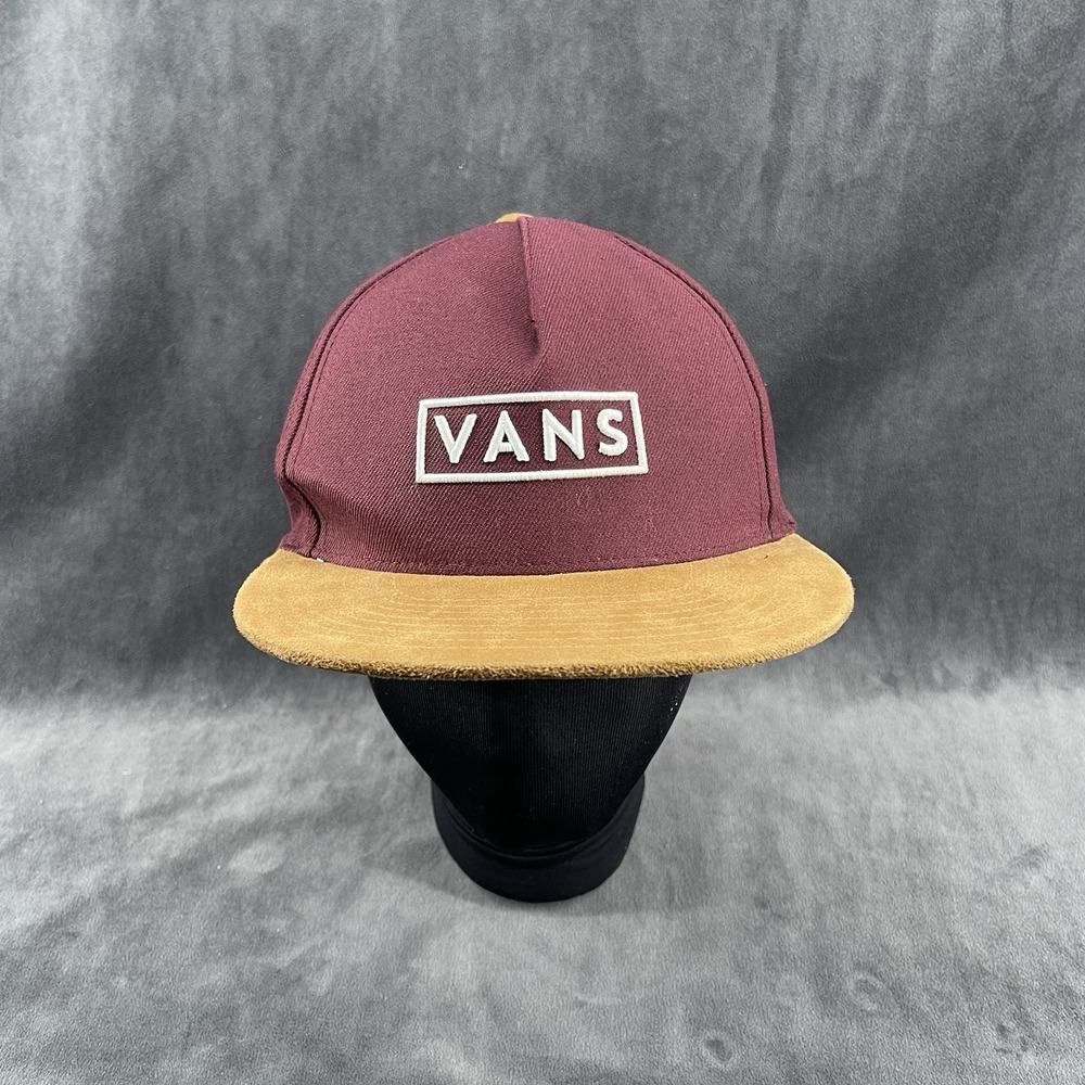 Vans Off The Wall Snapback Hat Burgundy Tan Suede Brim One Size Cap